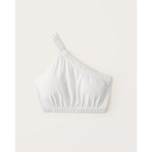 Abercrombie Cropped Asymmetrical One-Shoulder Linen-Blend Top